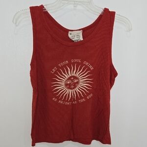 French Pastry Rusty Orange Sun Graphic Tank Top Wonen's Size L